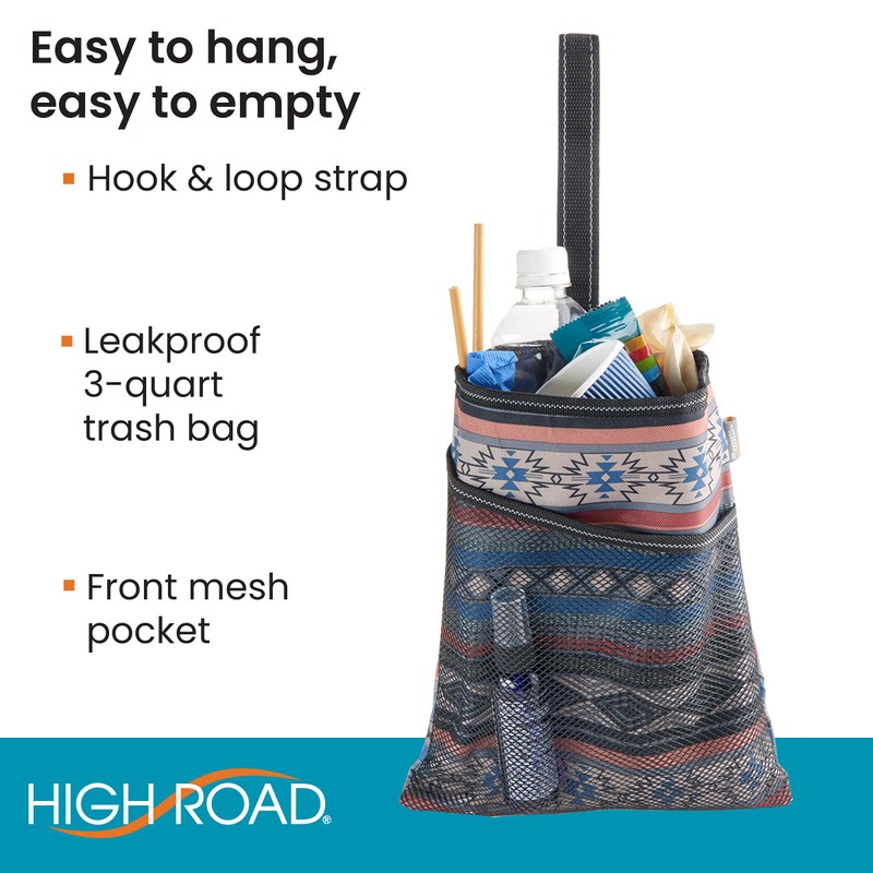High Road Hanging Car Trash Bag with Waterproof Leakproof Liner,