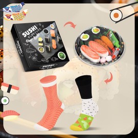 Funny Sushi Socks for Men Dad Women Teen Boys - Funny Gifts Novelty Sushi Japanese Food Crazy Silly Socks-Fathers Birthday Gifts Ideas Christmas Stocking Stuffers