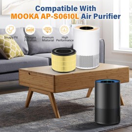 2 Pack AP-S0610L Replacement Filter Compatible with MOOK-A AP-S0610L Air Pur-ifier, Fit for MOOK-A Air Filter Replacement, 3-Stage Filtration System for MOOK-A H13 HEPA Filter Replacement, Yellow