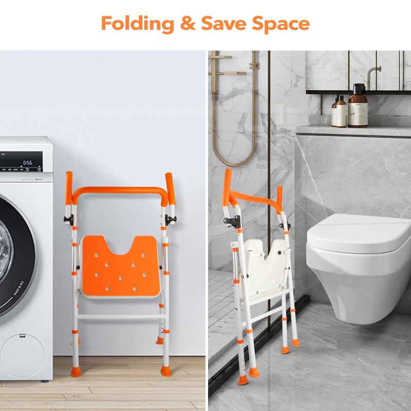 Boiarc Foldable Shower Chair, Folding Bath Shower Seat for Inside