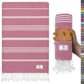 Ossano Towels Turkish Beach Towel - Oversized - Soft, Quick Dry, Sand Free, Absorbent Towels - Perfect for Beach, Travel, Pool and Bath (39x71) Pink