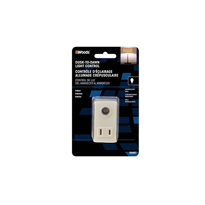 Woods 59407 (White) 59407WD Indoor Light Control Sensor With Photocell