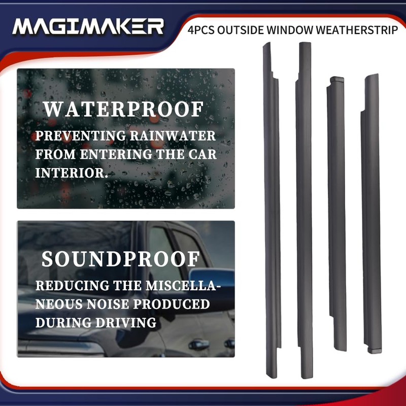 Magimaker 4pcs Outside Window Seals Weatherstrip Trim Molding 75710-0C010 75720-0C010