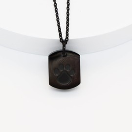 Miity Haiy Cremation Jewelry Urn Necklace for Ashes for Pet Stainless Steel Paw Print Pendant Keepsake Memorial Ash Jewelry for Pet's Cat Dog's Ashes (Black)
