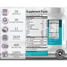 Stellar Labs Vegan Protein Powder with BCAA's & Antioxidants | Certified Low FODMAP, Non GMO, Gluten Free, Soy Free, Low Carb, with Stevia | Lean Plant Based Protein Powder Shakes | Vanilla