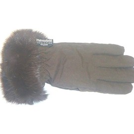 Drypel Brown Ski Gloves with Rabbit Fur Size Small/Med