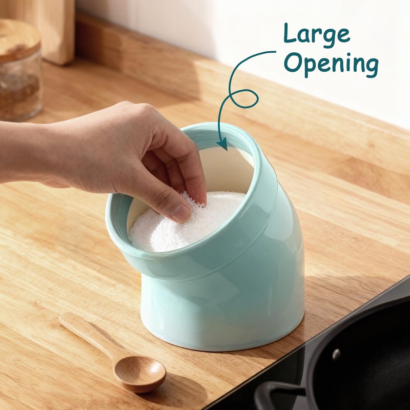Salt Pig Ceramic Salt Cellar, Wide Caliber Dishwasher‑Safe Counter Holder