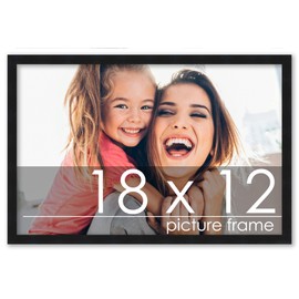 Poster Palooza 18x12 Frame Black Solid Wood Picture Frame - UV Acrylic, Foam Board Backing & Hanging Hardware Included