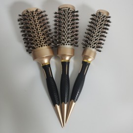 Golden Aluminum Tube Portable Roll Brush for Curly Hair - Hair Protecting 53mm Gold Ten Black 4ea