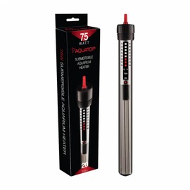 Aquatop 75W Aquarium Submersible Glass Heater – Fully Submersible for Fish Tanks Up to 20 Gallons, 68-93F Adjustable Temperature Range, Fresh & Saltwater Use, Aquarium Heaters, GH-75