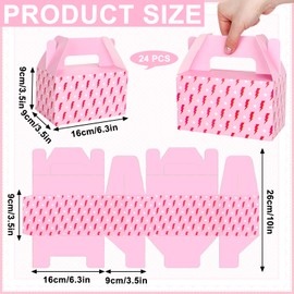 FYSUIMU 24Pcs Preppy Smile Party Favor Box Hot Pink Lightning Happy Face Candy Goodie Boxes with Handles Paper Gift Container for Bachelorette Birthday Wedding Party