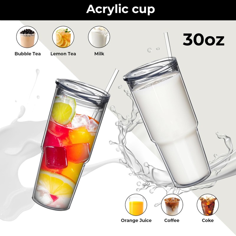 MEWAY 30oz/2 pcs Classic Insulated Tumblers,Double Wall Acrylic Tumbler with