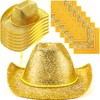 12 Pcs Sparkly Adults Cowboy Hat for Women Men Western
