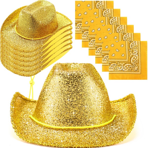 12 Pcs Sparkly Adults Cowboy Hat for Women Men Western