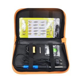 37Pieces, Adjustable Temp Soldering Iron Kit, 60W Gun, 5 Tips, Desoldering Pump, Tin Wire, 2-in-1 Stripper Cutter, Stand, Tweezers, Tool Case