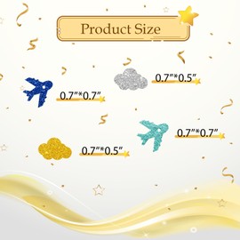 100pcs Cloud & Airplane Confetti, Blue & Gold Glitter Plane Table Confetti, Boys Birthday Paper Scatters, Baby Shower/Retirement/Travel Theme Party Table Decoration