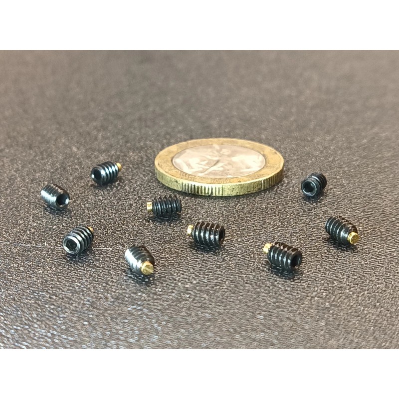 Kmac Alloy Steel Set Screws, Brass Tip, 6-32 x 3/16"