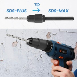 SDS Max to SDS Plus Adapter for Hammer Drill, Adapter Piece for Use of Concrete Drill or Chisel Machines Adapter SDS Max SDS Plus for Holding Drill Chuck Hammer Drill (Black)