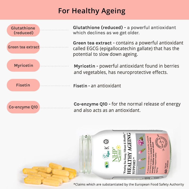 NHP Healthy Ageing Support – 90 Vegan Capsules, Advanced Longevity