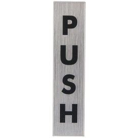 Stewart Superior Push Sign Brushed Aluminium Acrylic 190x45mm Ref Bac126