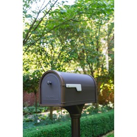 Architectural Mailboxes Bellevue Galvanized Steel Post Mount Mailbox, Compatibility Code G, 5591RZ-10, Rubbed Bronze, Large Capacity