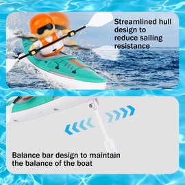 OBEST RC Boat Remote Control Boat RC Kayak Boat W/Colorful LED Light, Electric Waterproof Ship Toy, Never Capsize for Lake/Pool/Bathtub,RC Boat Gift for Boys Girls