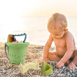 Uposao 6Pcs Set Beach Sand Bucket Castle Set with Rake and Spade Children Outdoor Toy for your Spring/Summer Holiday Tools