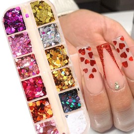 12 colors/box heart nail parts decor decoration nail art ornaments