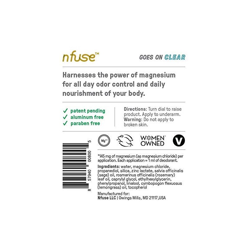 nfuse Desodorante en gel de magnesio natural - Cloruro de