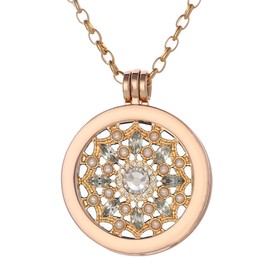 Morella Women's Gold Necklace 70 cm Stainless Steel with Amulet and Coin 33 mm, in Jewellery Bag, Stainless Steel