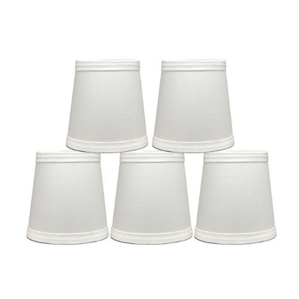 Urbanest Cotton Chandelier Lamp Shades, 4-inch, Hardback,Off White, Clip On(Set of 5)
