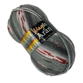 FabFinds Luxury Magic Aran Knitting Wool Yarn Chunky Soft Strong Machine Wash Tumble Dry Red Grey 250g (Grey Multi, 3)