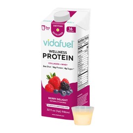 Vidafuel Protein Drink, 16g Protein Per 2oz Shot, 32 fl oz Carton, Berry, Collagen and Whey Drink, No Artificial Sweeteners