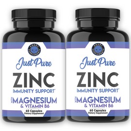 Angry Supplements JUST PURE ZINC WITH MAGNESIUM & B6 IMMUNE SYSTEM & MOOD SUPPORT COMBO 2PK
