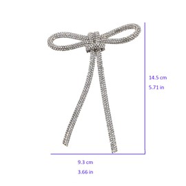 Rhinestone Bow Brooch Pin for Women Girls Long Tassel Lapel Pins Elegant Crystal Bowknot Corsage for Dress Suit Shirt Clothes Accessories Wedding Party Jewelry Gifts