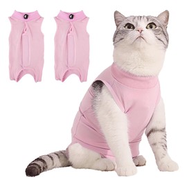 2 Pieces Recovery Suit Recovery Suit Clothing, Pet Protection Clothing for Cats, Surgical Recovery Suit Cat Recovery Suit, Surgical Recovery Suits for Cats (Pink, M)