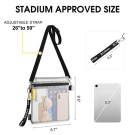 G4Free Clear Sling Bag Crossbody Mesh Purses for Women, Transparent Lightweight Chest Bag(White)