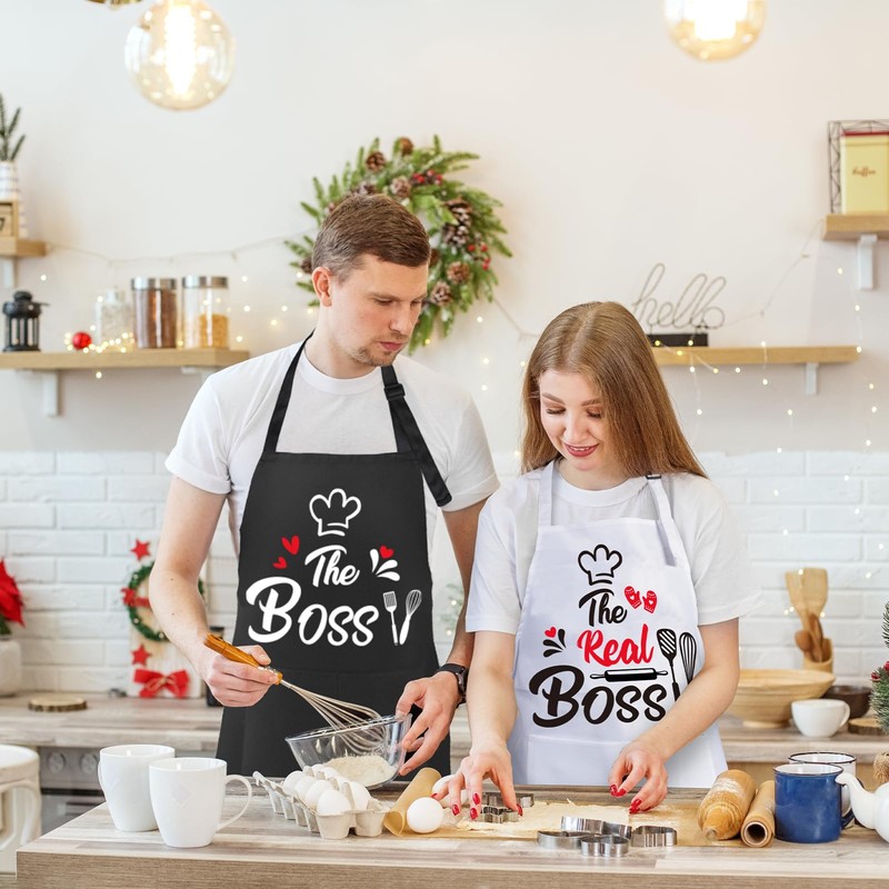 ROSEMO Mr & Mrs Kitchen Apron The Boss and The