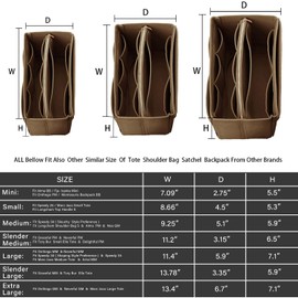 ZTUJO Purse Organizer Insert, Felt Bag Organizer with Metal Zipper, Handbag & Tote Shaper, For Speedy Neverfull Tote, 7 Sizes(Large, Light Coffee)