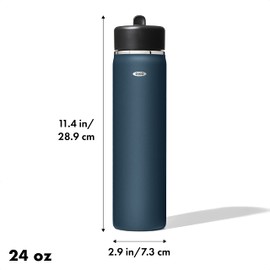 OXO Strive 24oz Wide Mouth Water Bottle with Straw Lid - Dark Cobalt