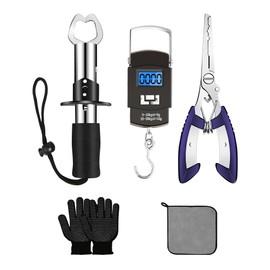 AOFUXTI Fishing Gear Gifts for Men, Fishing Tackle Tool Kits and Accessory Sets, Fish Scales Digital Weight, Split Ring Pliers, Multifunctional Hook Removal Tool, Fishing Line Cutter, Fish Lip Clips