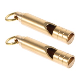 Totority 2Pcs Brass Survival Whistle Keychain Retro Pendant Decor Loud Crisp Sound for Outdoor Sports Emergencies Durable Handmade Brass Design