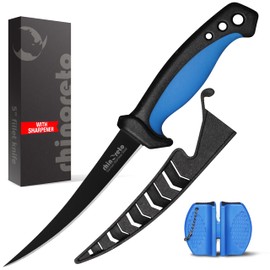 Rhinoreto Fillet Knife for Fish, Razor Sharp Flexible German Stainless Steel Blade 5-9 inch, Professional Knives for Filleting and Boning, with Non-Slip Handle, Protective Sheath and Sharpener set