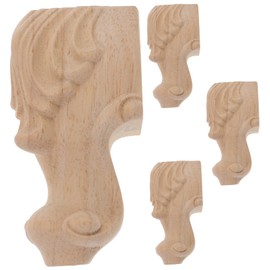 SEWACC 4pcs Unfinished Carved Solid Wood Furniture Legs with Screws Durable Replacement Feet for Dining Tables Sofas Tv Stands Cabinets European Style Design