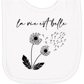 inktastic La Vie Est Belle with Dandelion Newborn Bib White 3adc6