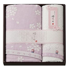 Stylem Takisada-Osaka Imabari Towel, Cherry Blossom Cloth Towel Set, Gift, Set of 2, Bath Towel x 1, 23.6 x 47.2 inches (60 x 120 cm), Face Towel x 1, 13.0 x 31.5 inches (33 x 80 cm), Cherry Blossom