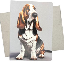 Whitman and Daughter Basset Hound Card (1 Premium Card, 5X7 Inches) dog card blank for all occasions like happy birthday, thinking of you or get well wishes - 660