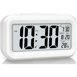 Lesipee Digital Alarm Clock for Bedroom, Desk Clock Battery Operated, Digital Clock with Extra Loud Alarm, Temperature, Auto-Dim and 12/24H Display Snooze Function for Heavy Sleepers Gifts for Kids