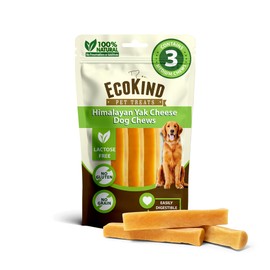 EcoKind Pet Treats Gold Himalayan Yak Cheese Medium Dog Chew | Great Treats for Dogs, Indoors & Outdoor Use - 3 Medium Chews