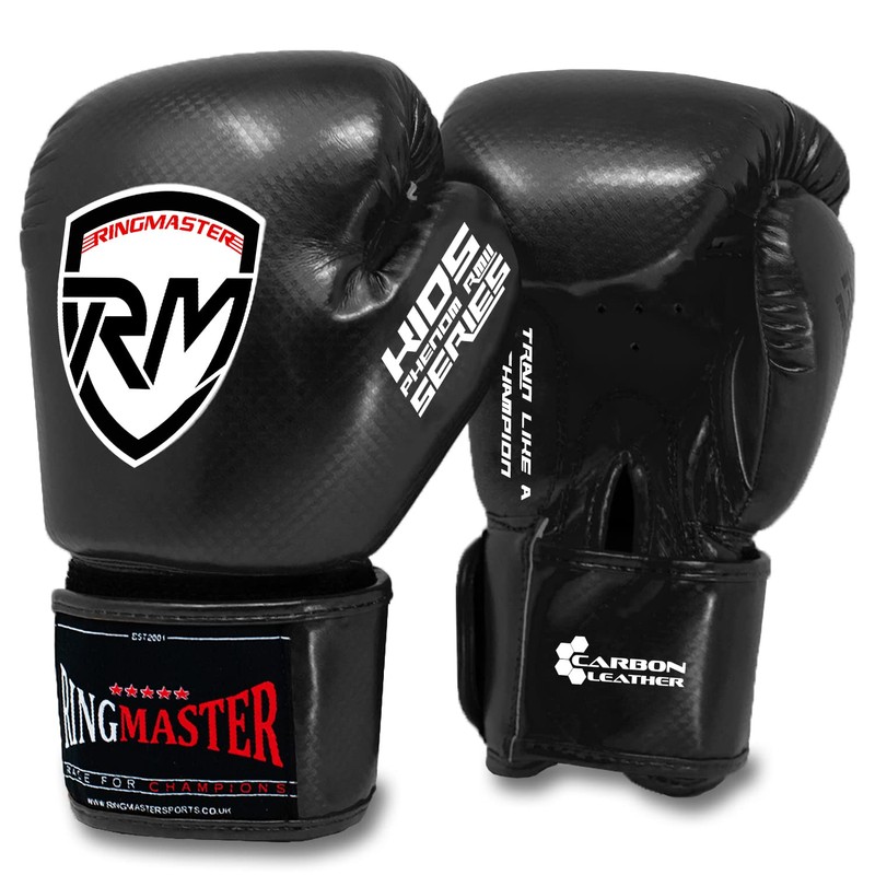 RingMaster Sports Kids Boxing Gloves Carbon Leather Training Sparring Punch